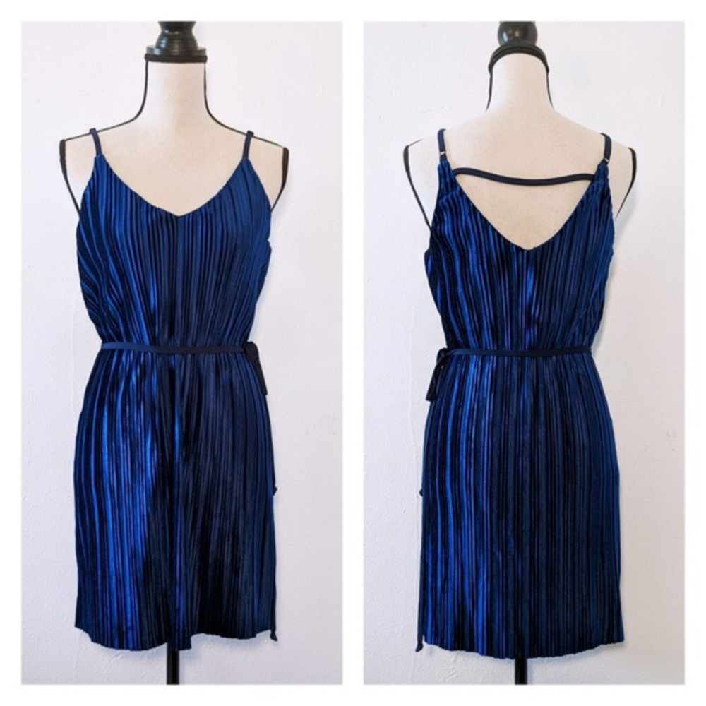 Navy blue As U Wish Pleated Accordion Dress